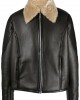 shearling-collar leather pilot jacket