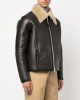 shearling-collar leather pilot jacket