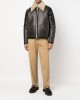 shearling-collar leather pilot jacket
