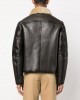 shearling-collar leather pilot jacket