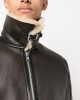 shearling-collar leather pilot jacket