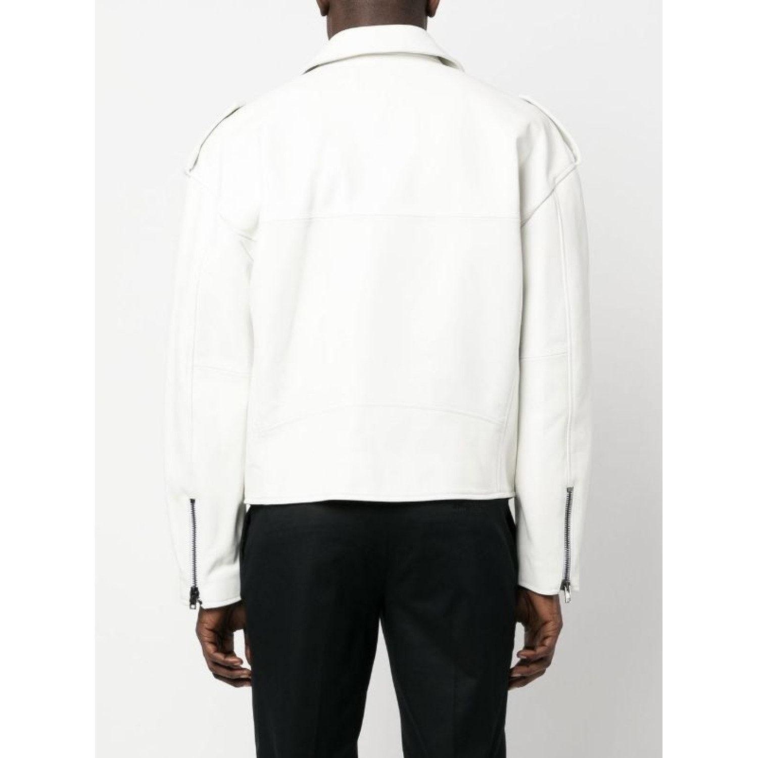 graphic-print leather jacket