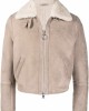 contrast-collar leather jacket