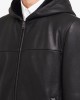panelled leather bomber jacket