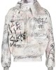 graffiti-print aviator leather jacket
