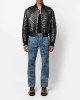 stripe-quilted leather bomber jacket