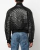stripe-quilted leather bomber jacket