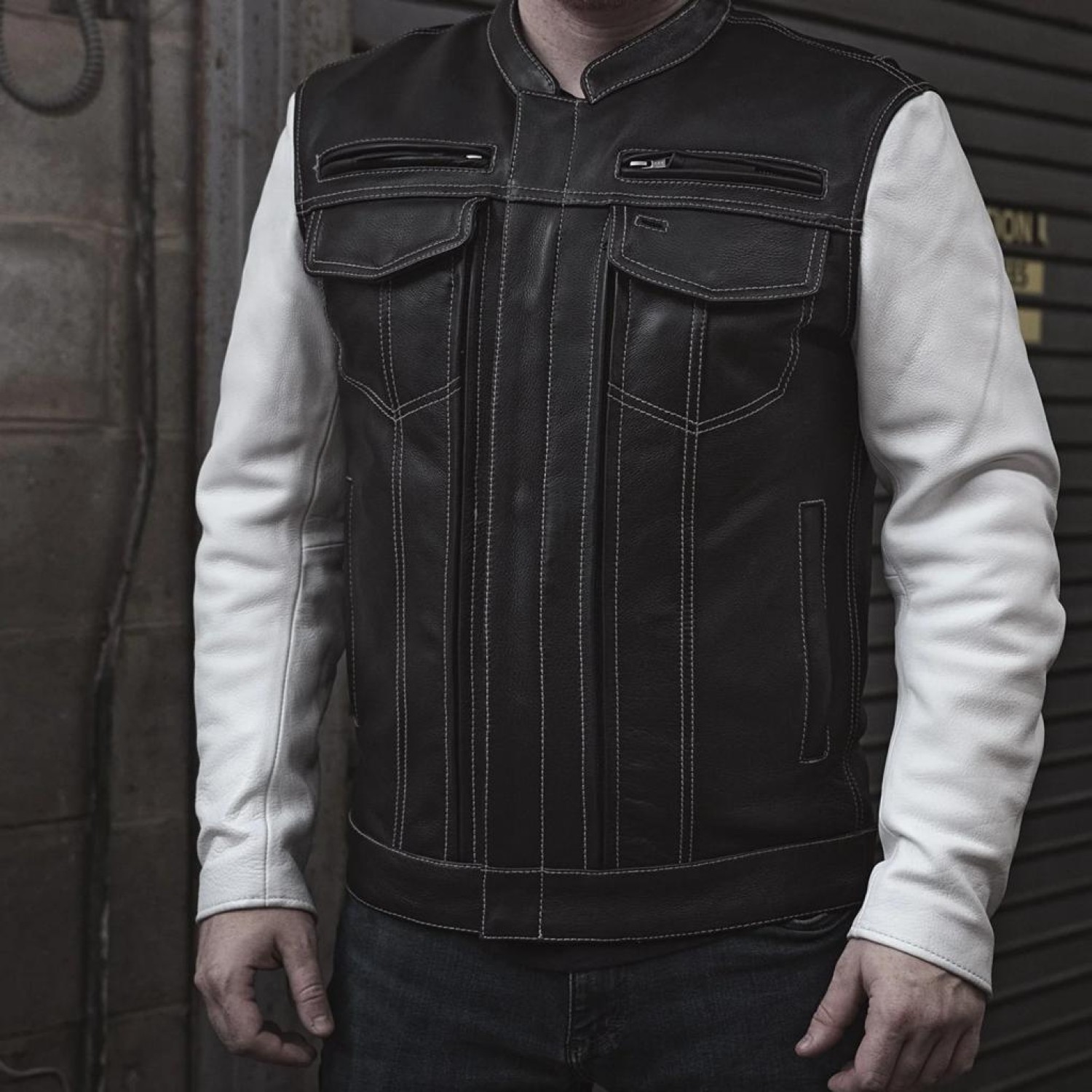Men's Cafe Style Leather Jacket 