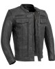Men's Motorcycle Leather Jacket - Black 