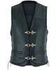 Plain Mens Leather Waistcoat Motorcycle Biker Vest Black with Hooks