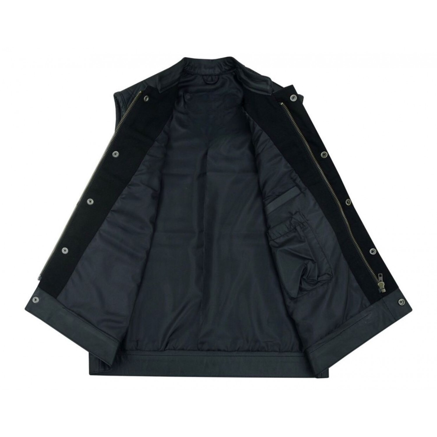 Leather and Denim Combo Biker  Vest
