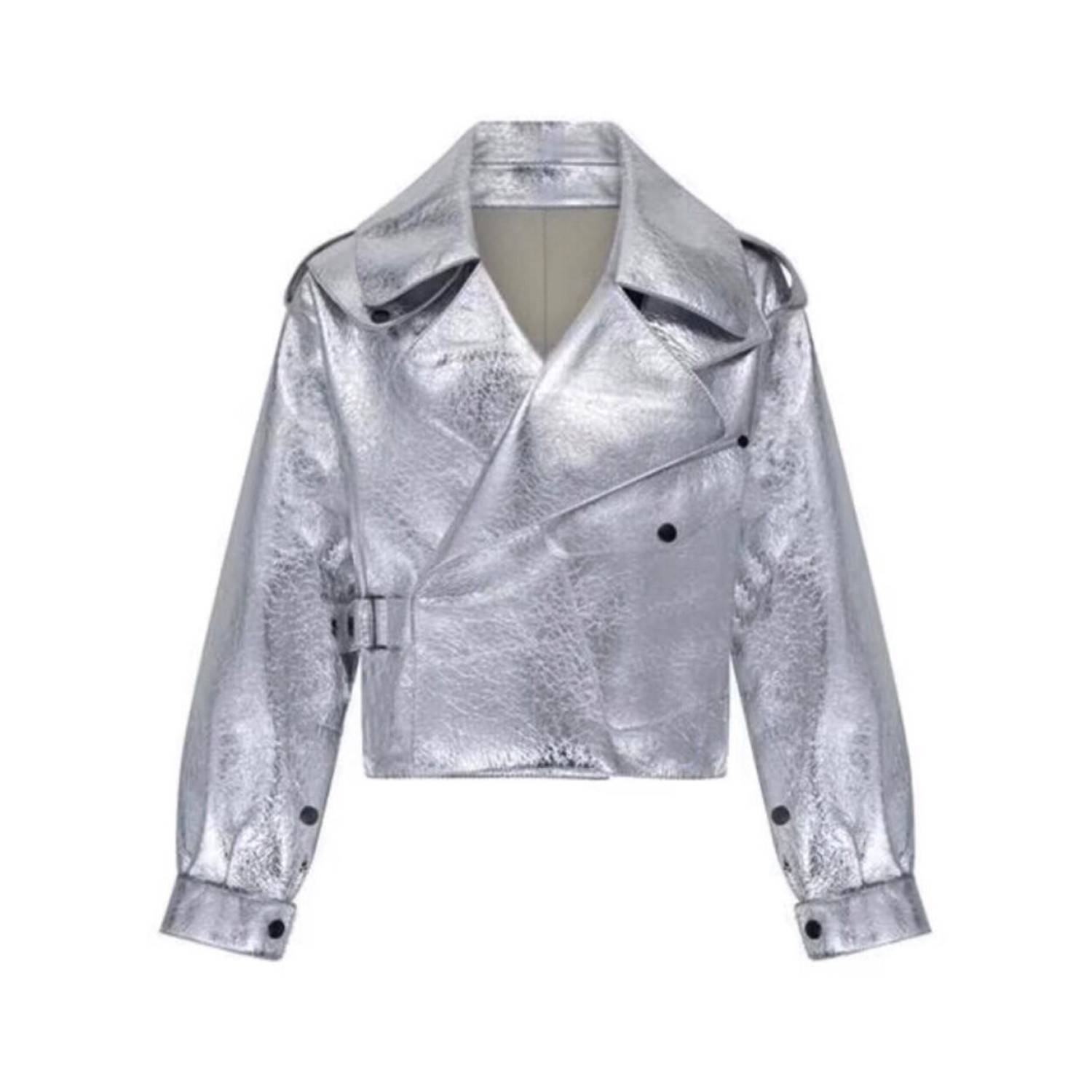 OVERSIZED LEATHER JACKET IN GREY