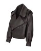 OVERSIZED LEATHER JACKET IN BLACK