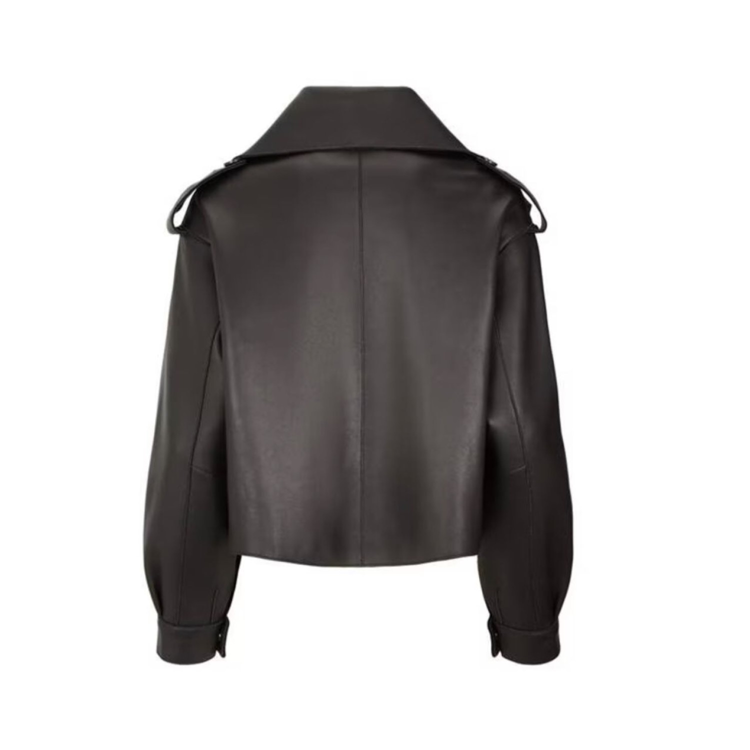 OVERSIZED LEATHER JACKET IN BLACK