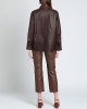 dark brown Solid color shirt in leather
