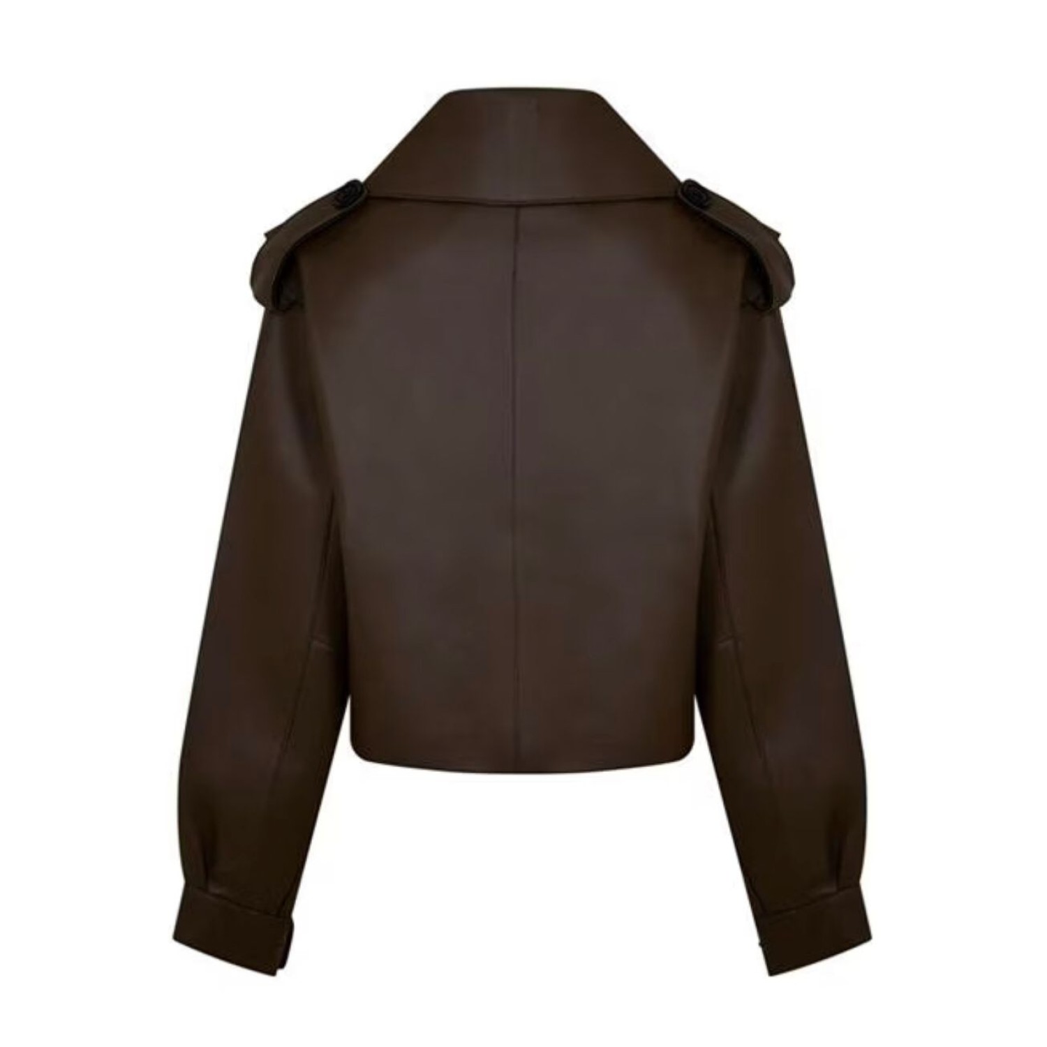OVERSIZED LEATHER JACKET IN BROWN