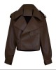 OVERSIZED LEATHER JACKET IN BROWN